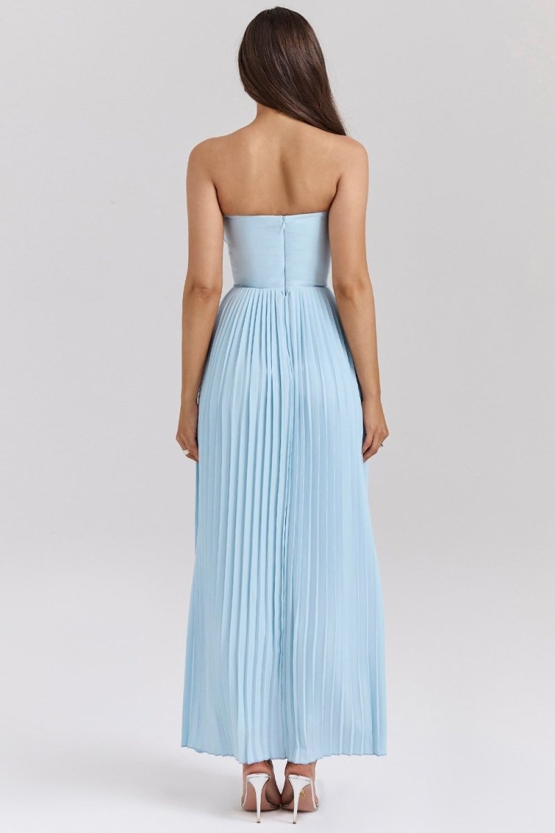 Bella Strappless Pleated Chiffon Maxi Dress