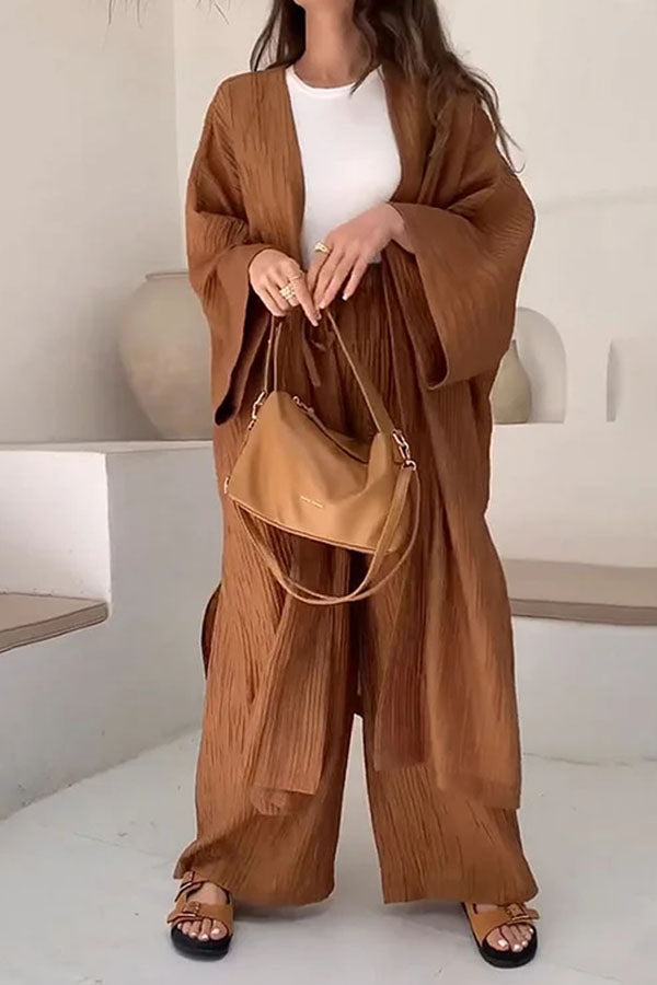 Long Slit Cardigan Two-piece Set