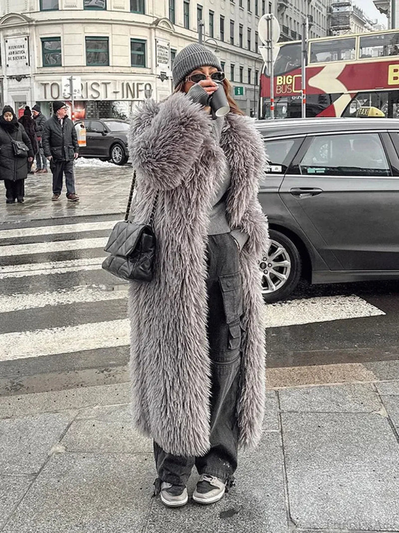 Big Lapel Long Fox Fur Coat