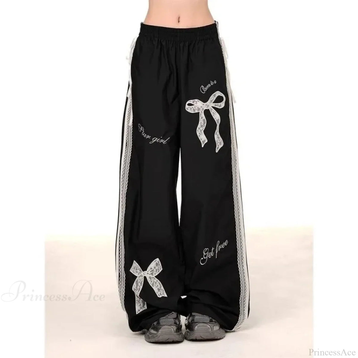 Black Bow Lace Y2k Pants