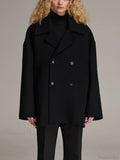 Black Lapel Slim Single-breasted Overcoat