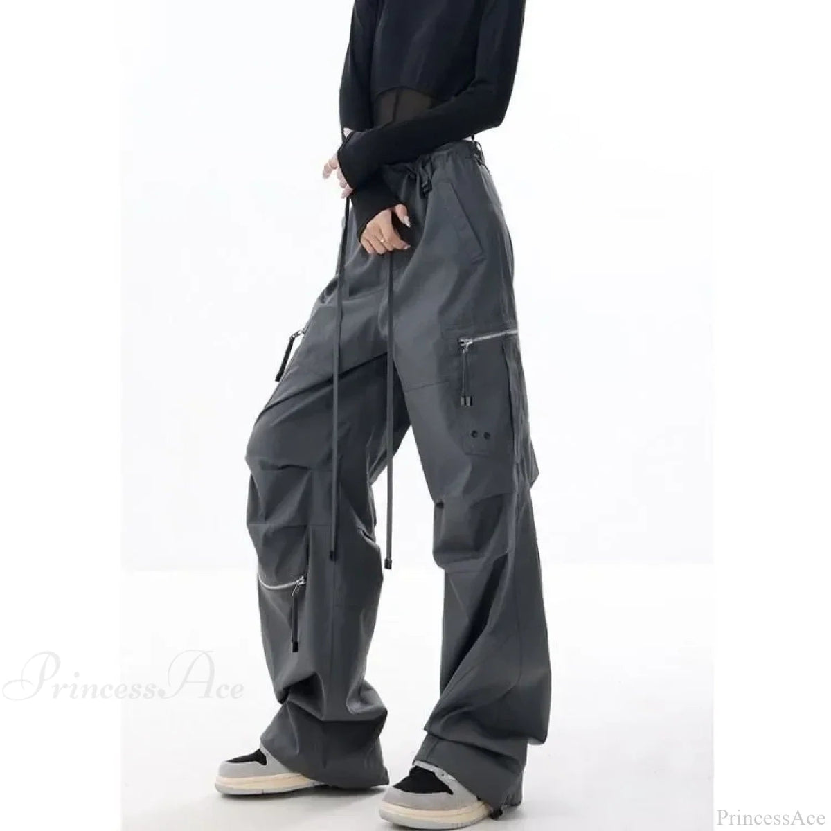 Black Parachute Cargo Pants Y2k Pants