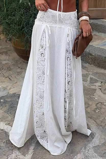 Lace Patchwork Maxi Skirt