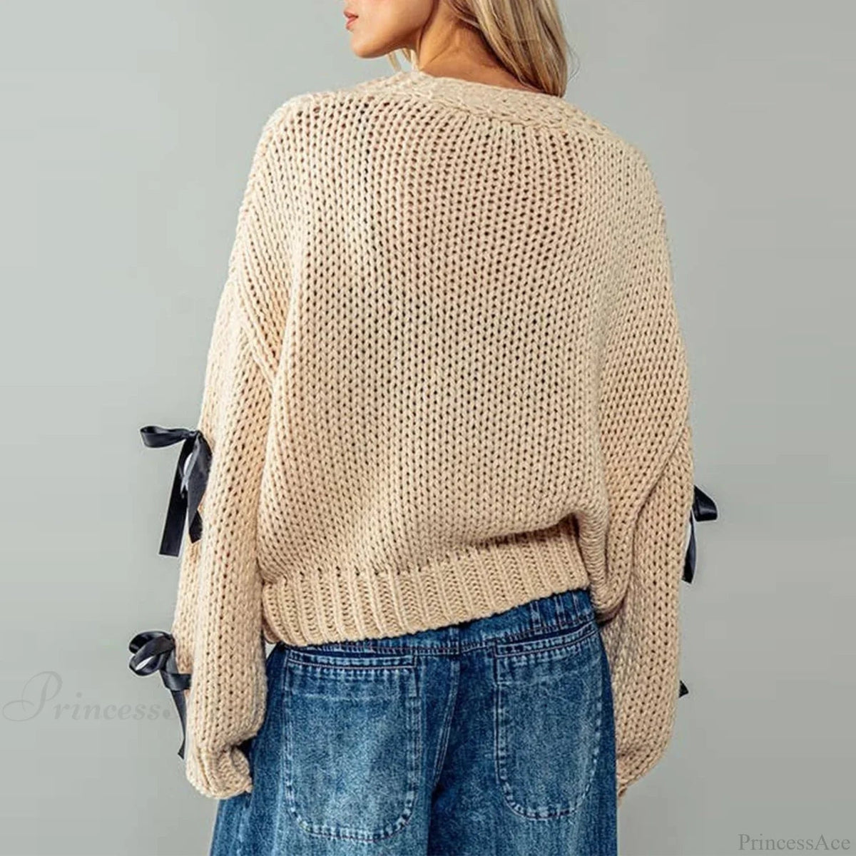 Bow Trim Button Down Cardigan