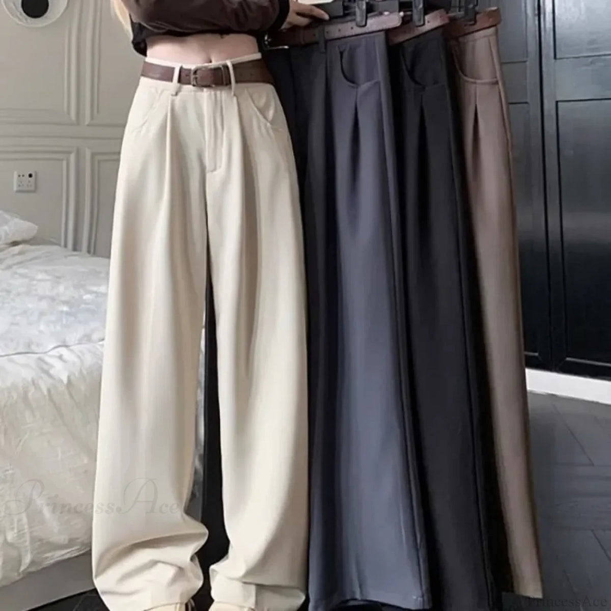 Brown Suit Baggy Office Pants