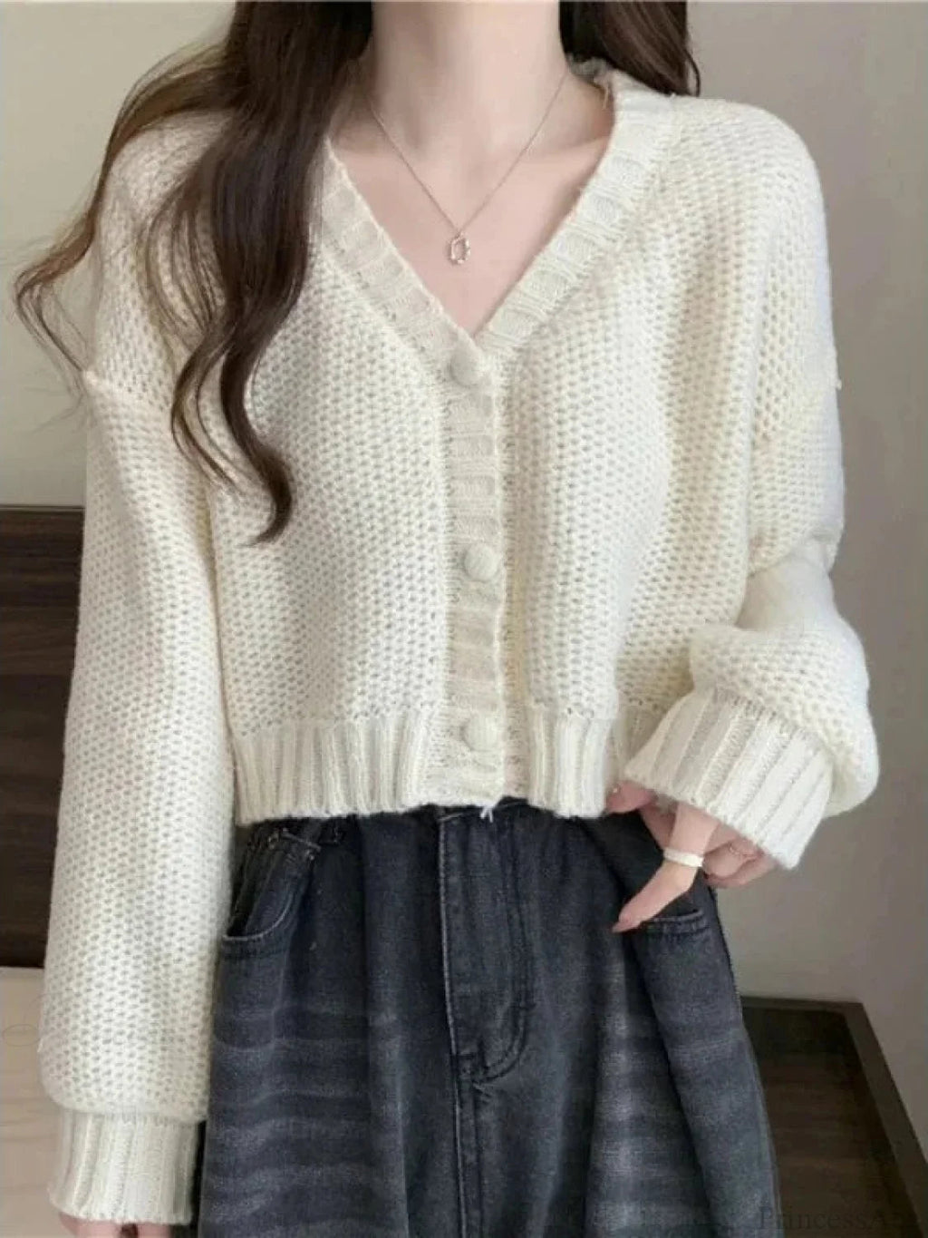 Button-up V-neck Sweet Knit Cardigan