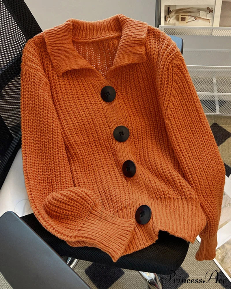 Buttoned Knit Cardigan