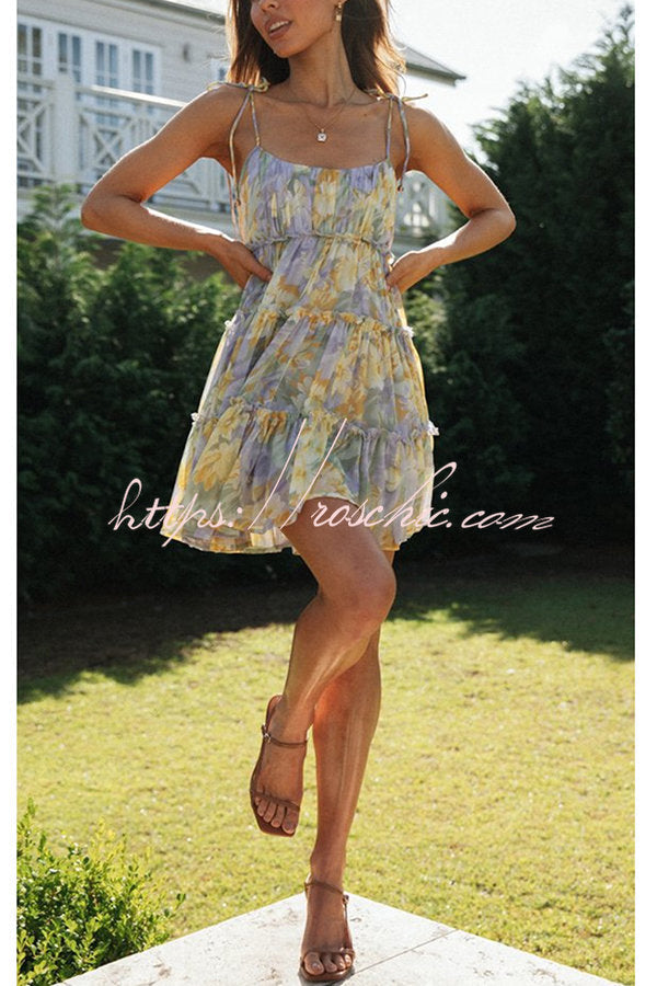 Capri Kisses Tiered Ruffle Smocked Back Slip Mini Dress