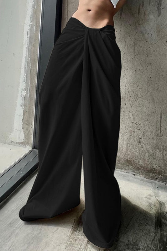 Asymmetrical Twist Wide Leg Pants