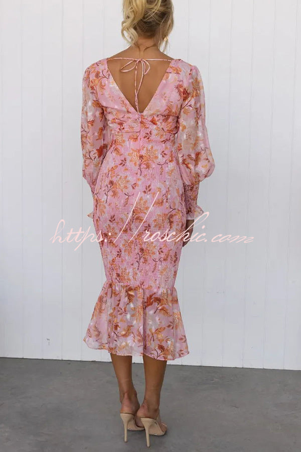 Garden Gathering Smocked Waist Midi Dress