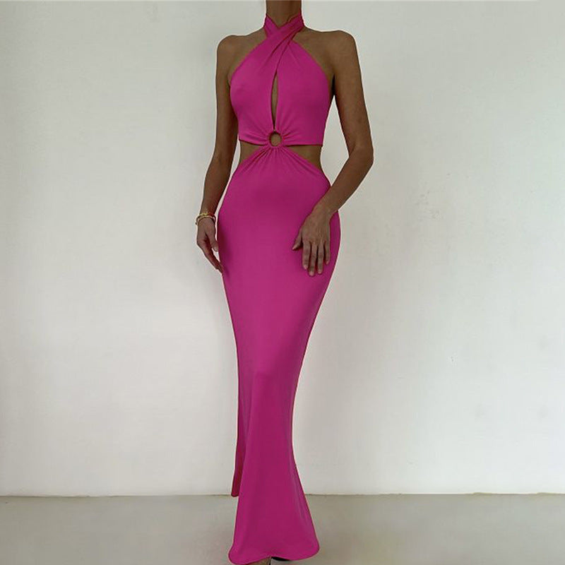 Halter Backless Holiday Maxi Dress