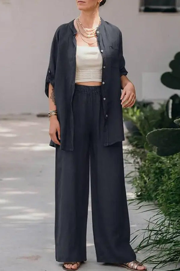 Loose Color Shirt Pants Set