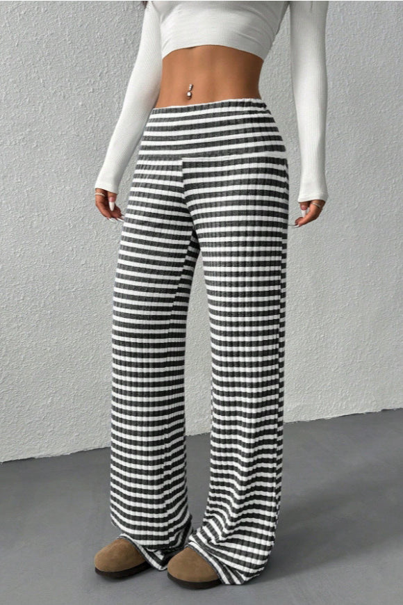 Stripe Knit Straight Leg Pants