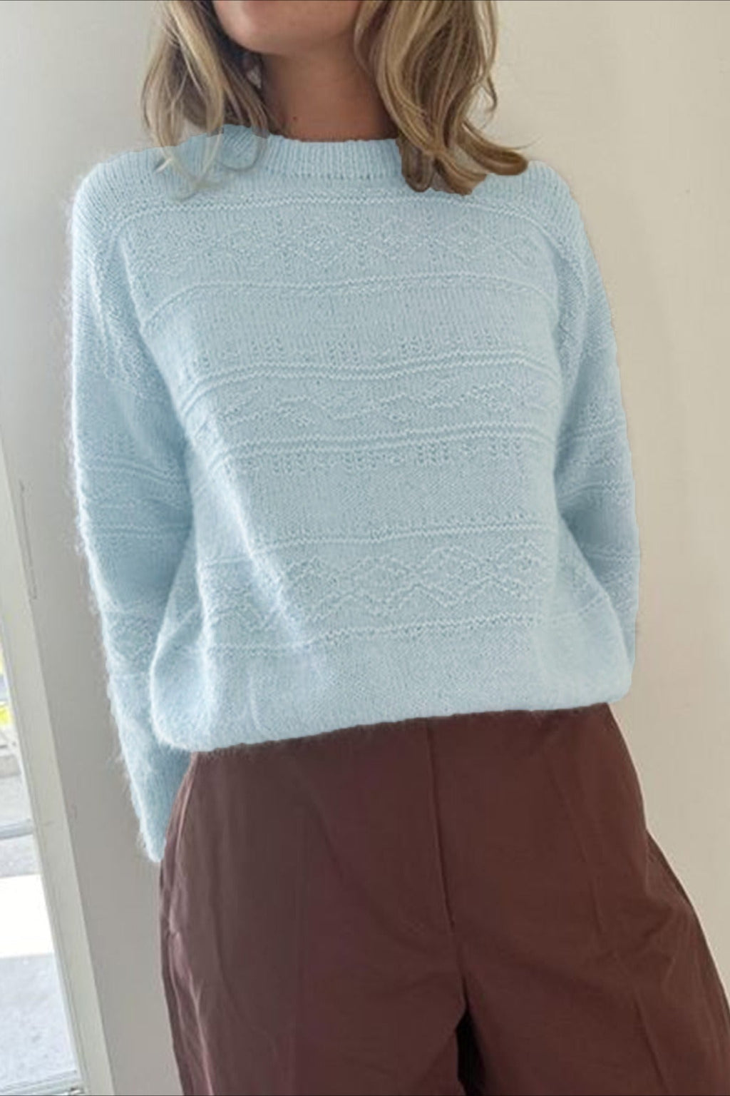 Cable-knit Crew Neck Long Sleeve Sweater