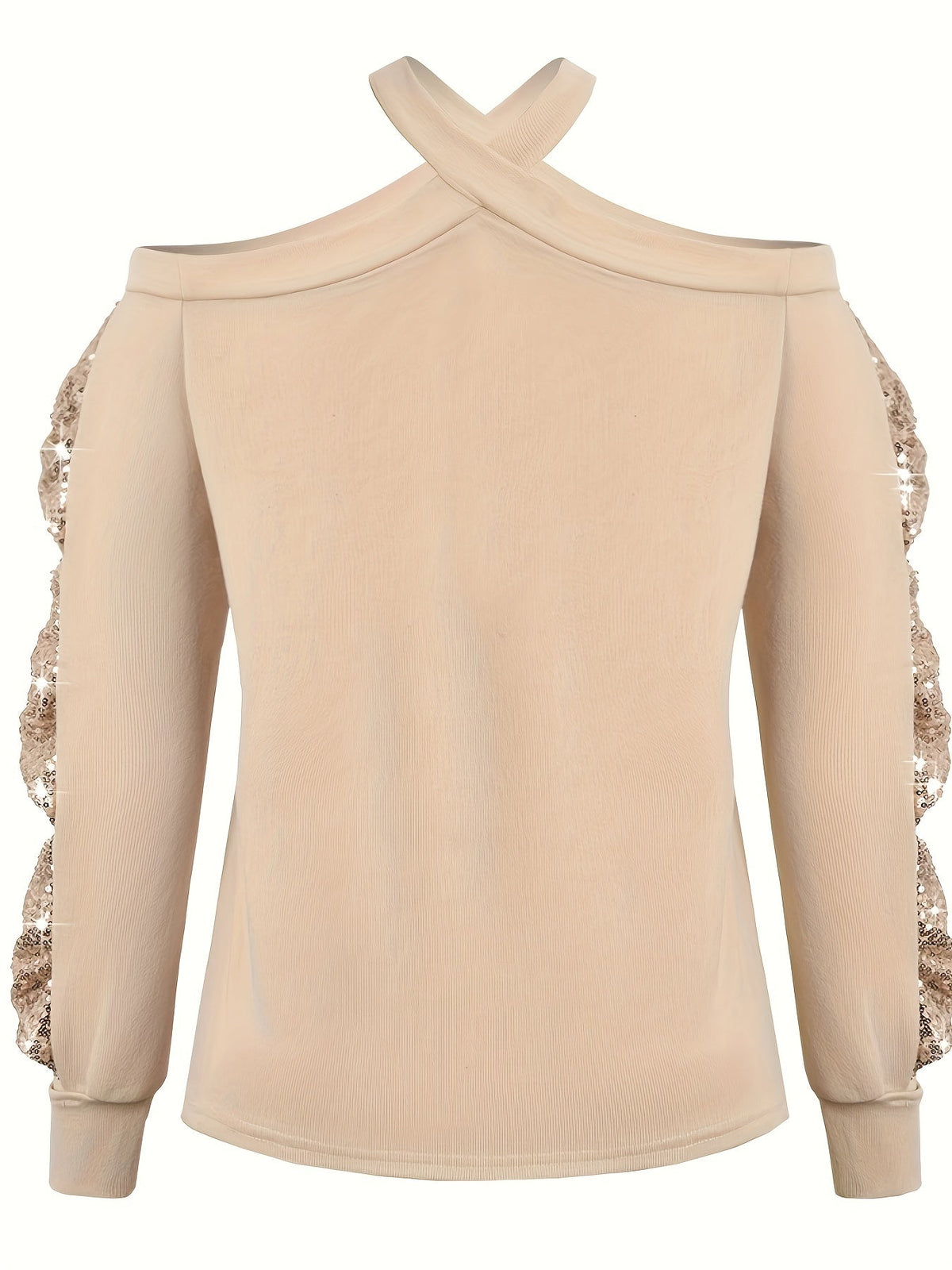 Cold Shoulder Halter Neck Sweatshirt Fb6012