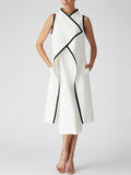 False Two Sleeveless Color Midi Dresses