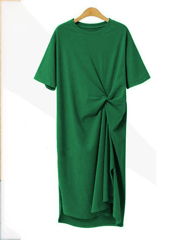 Original Color Irregularity Pleats Midi Dress