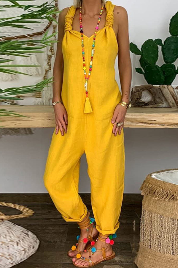 Harper Backless Knotted Strappy Loose Jumpsuit