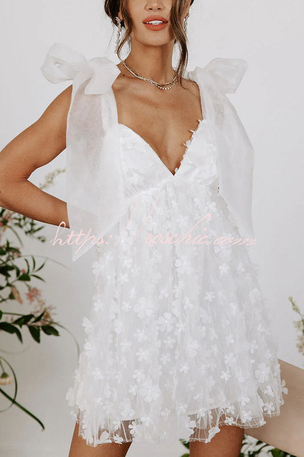 Blooming Love Applique Tulle Organza Mini Dress
