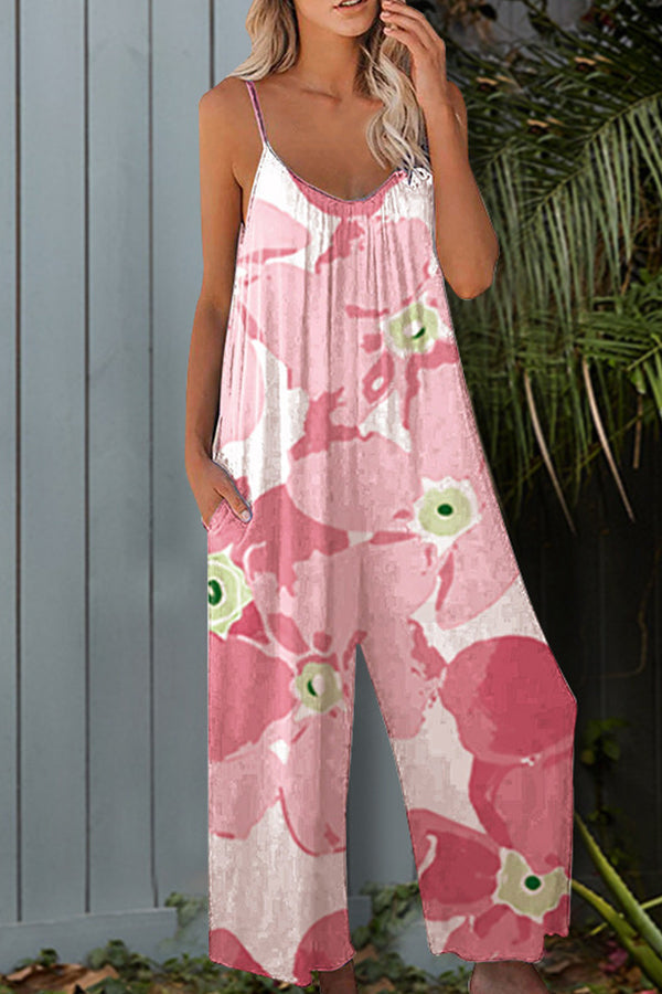 Camisole Jumpsuit Tie-dye Wide-leg Pants