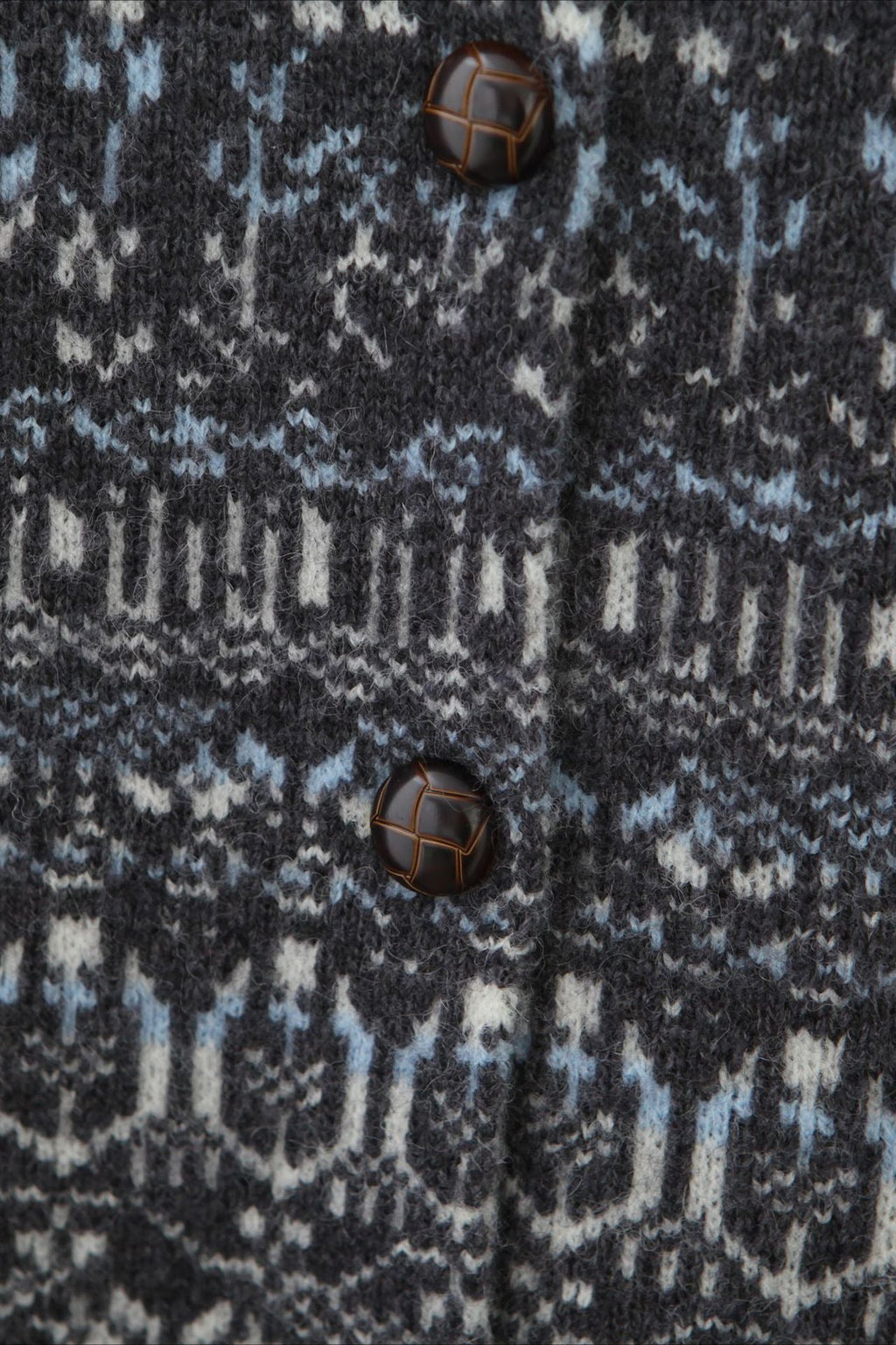 Fair Isle Jacquard Colorblock Crew Neck Knit Cardigan