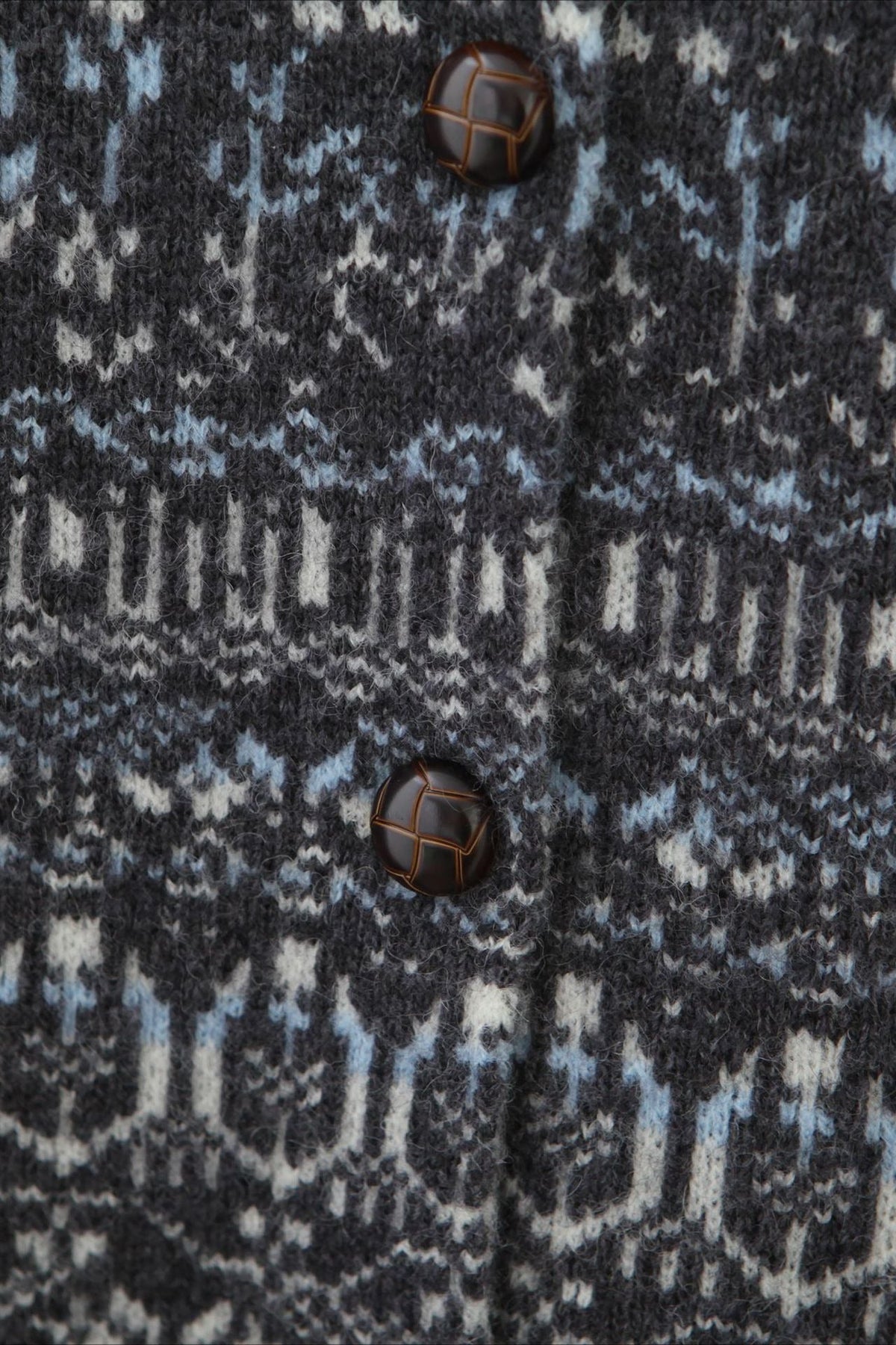 Fair Isle Jacquard Colorblock Crew Neck Knit Cardigan