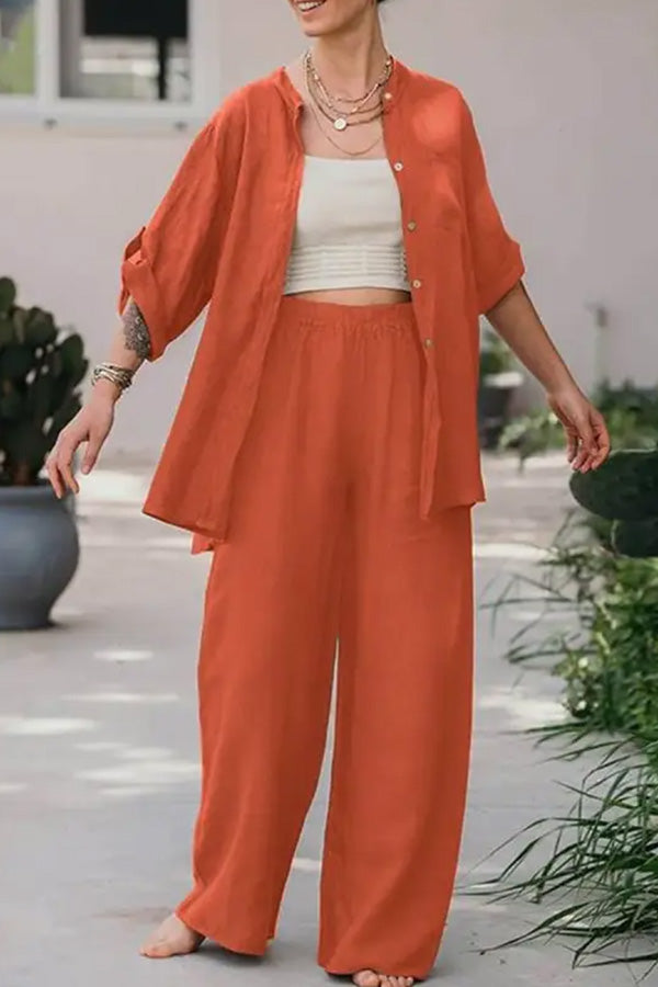 Loose Color Shirt Pants Set