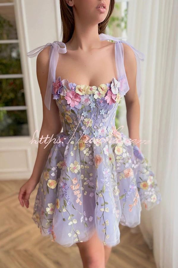 Lavender Lace Up High Waisted Back Zip Mini Dress