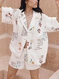 Unique Print Loose Shorts Two-piece Set