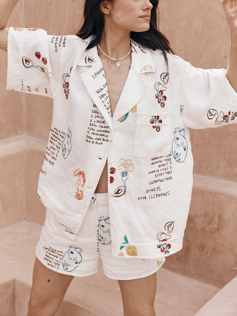 Unique Print Loose Shorts Two-piece Set