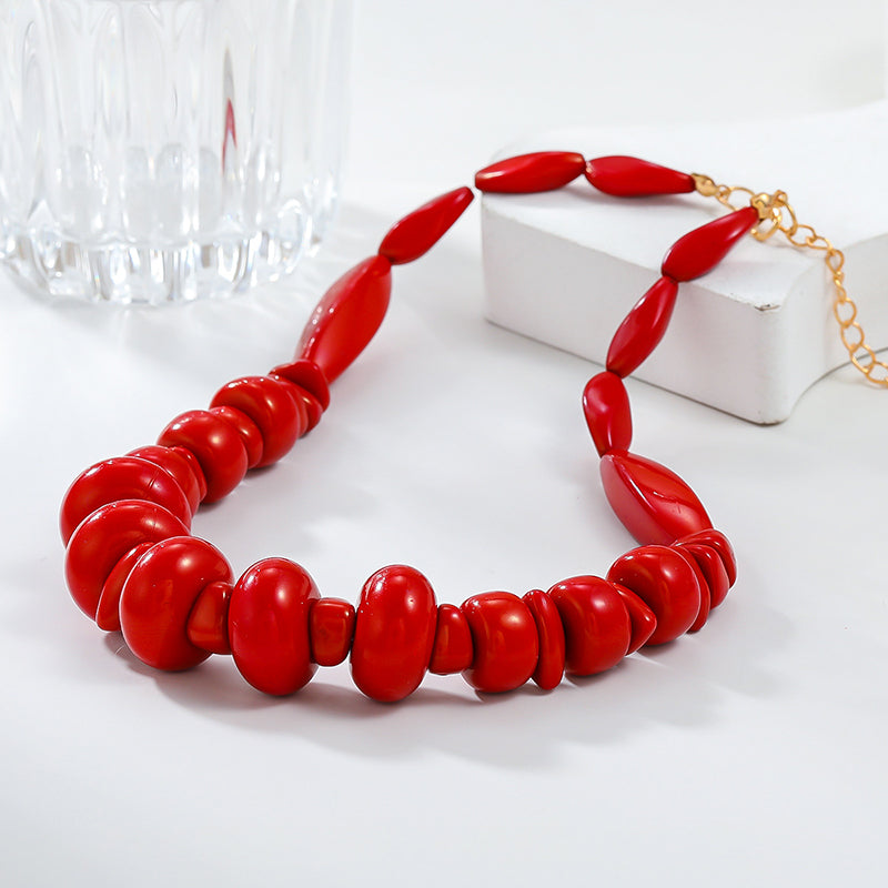 Red Coral Necklace Two-piece Set