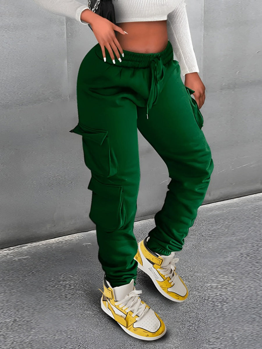 Mid Waist Drawstring Side Pocket Sweatpants Ar5095