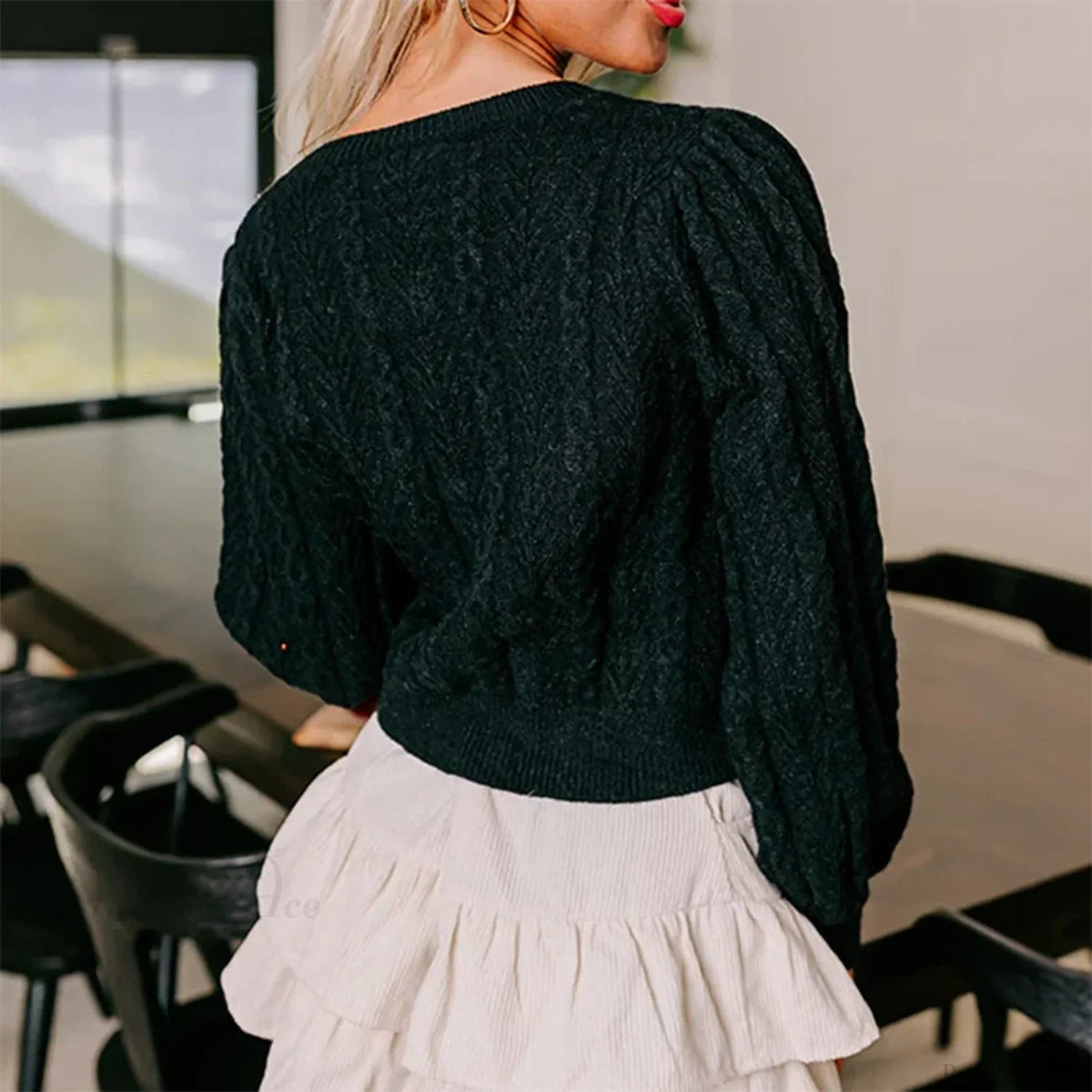 Cable Knit Split Front Bow Cardigan