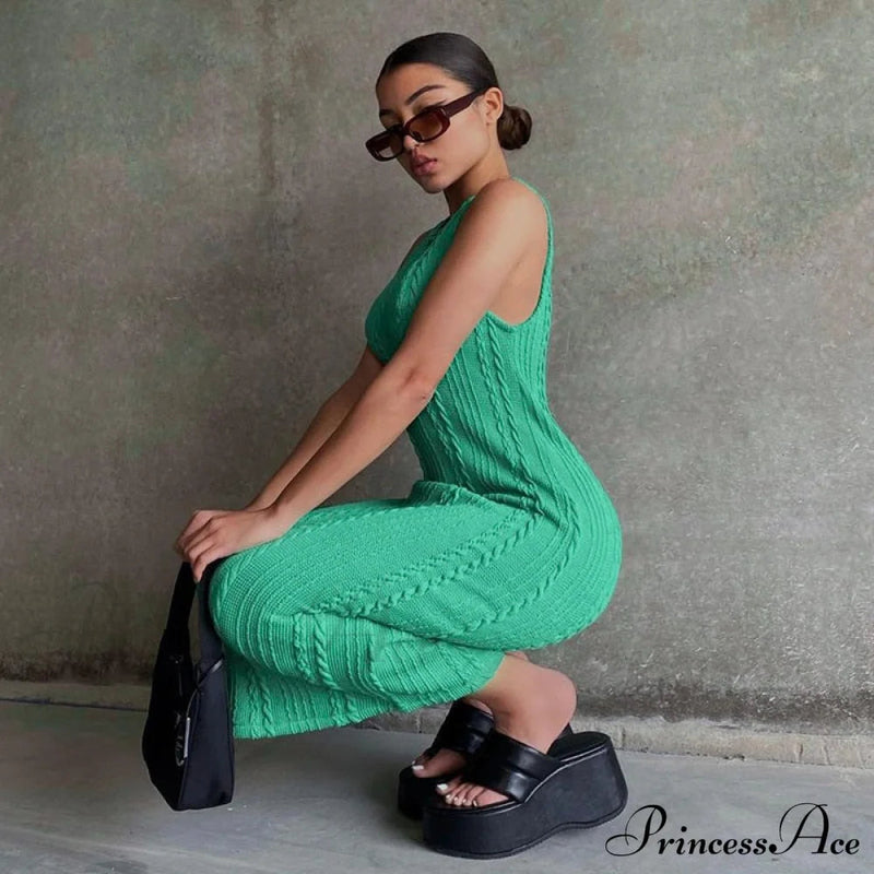 Cable Knit Stylish Tank Maxi Dress