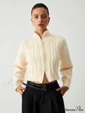 Cable Knit Two Way Zip Crop Cardigan