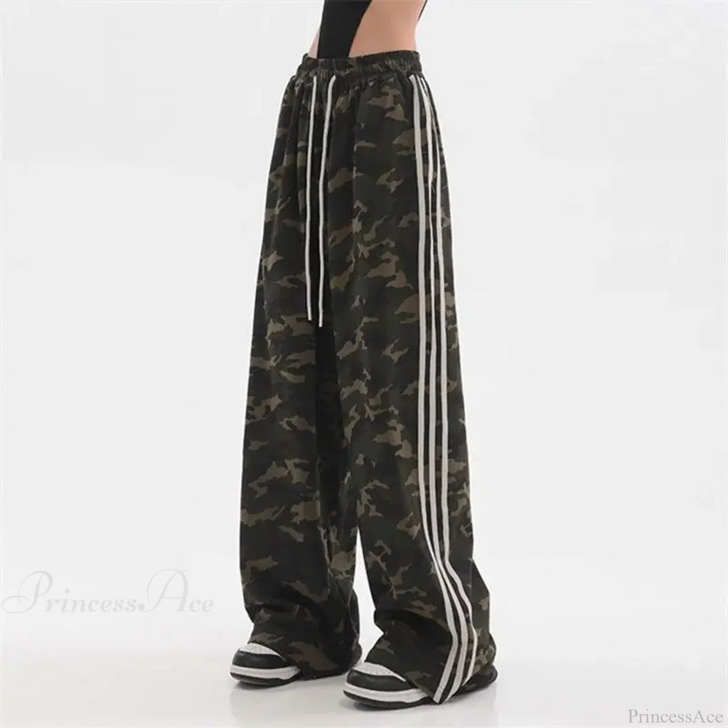 Camouflage Striped Loose Jogging Pants
