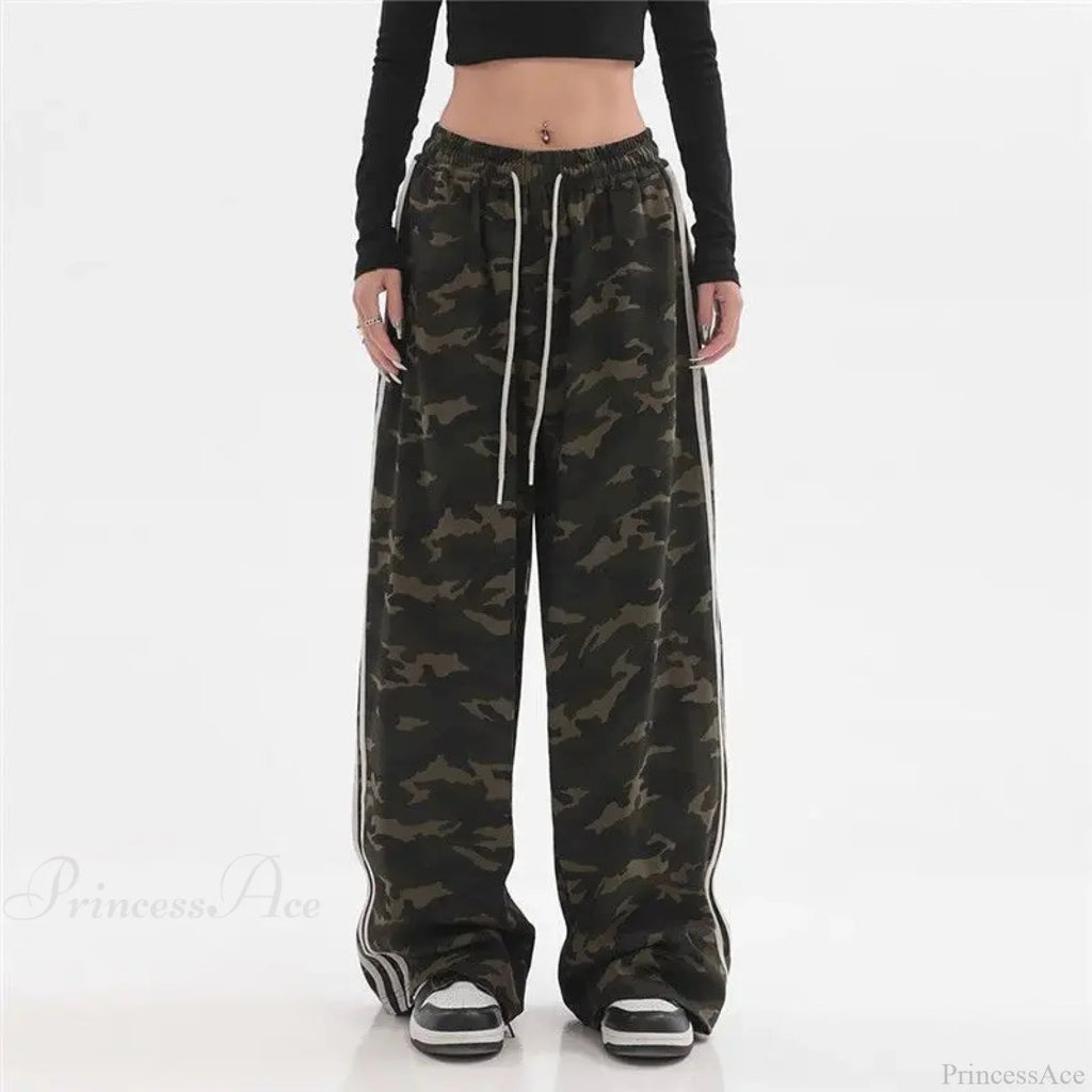 Camouflage Striped Loose Jogging Pants