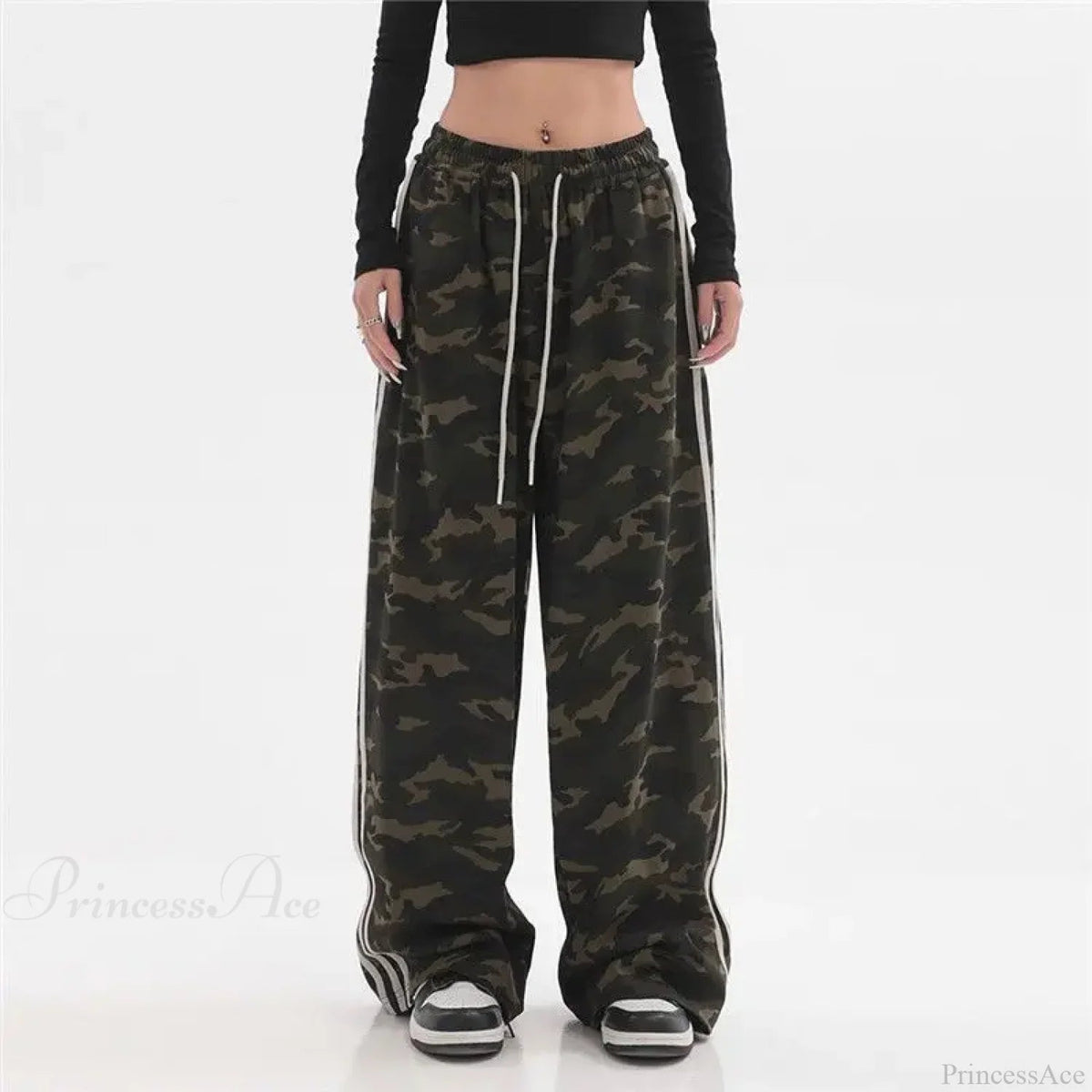 Camouflage Striped Loose Jogging Pants