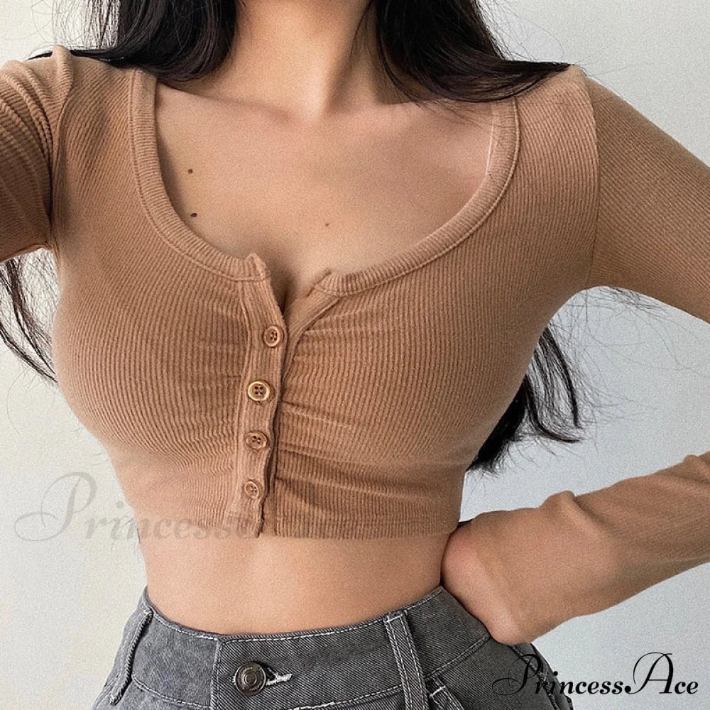 Cardigan V-neck Arm Long Slim Korean - Color