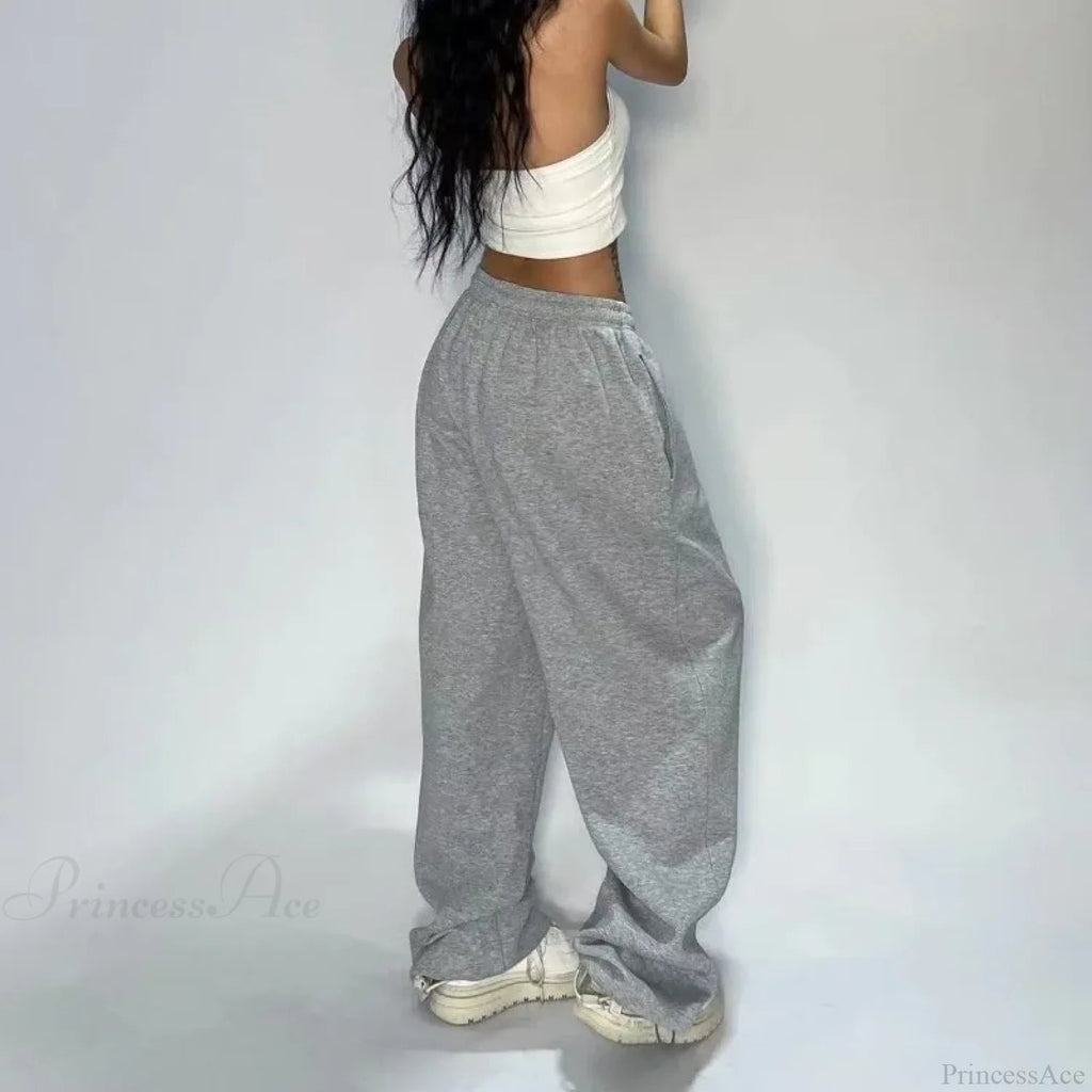 Gray Wide Leg Sweatpants Pants