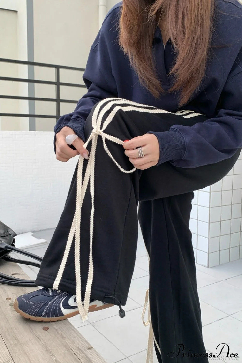 High Waist Wide Leg Asymmetrical Pocket Pants