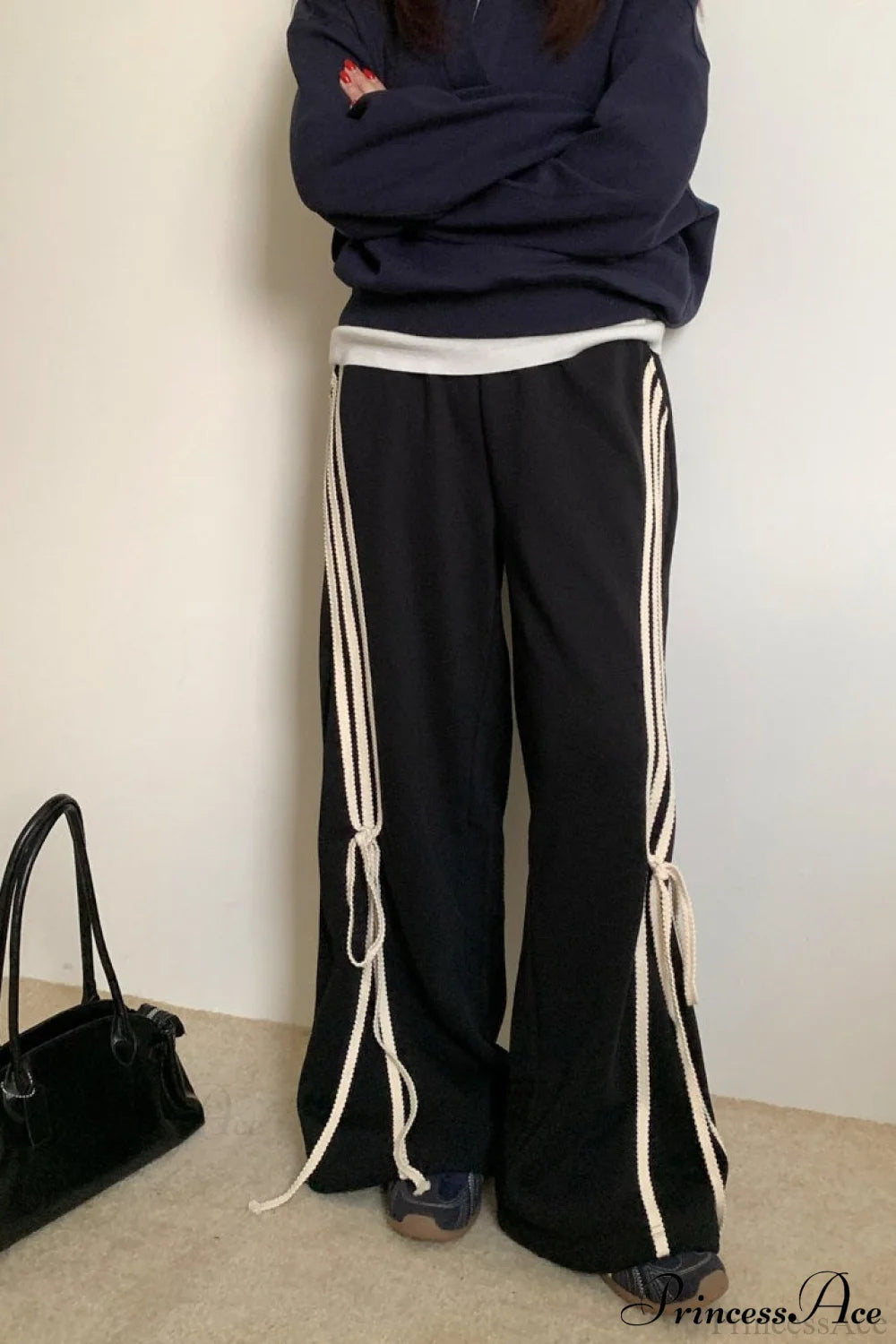 High Waist Wide Leg Asymmetrical Pocket Pants