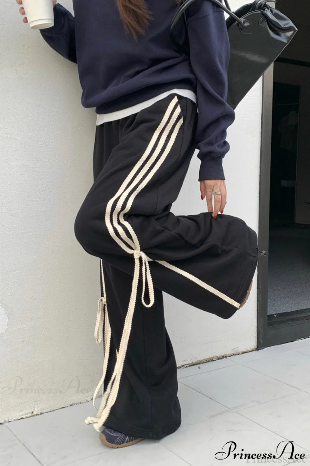 High Waist Wide Leg Asymmetrical Pocket Pants