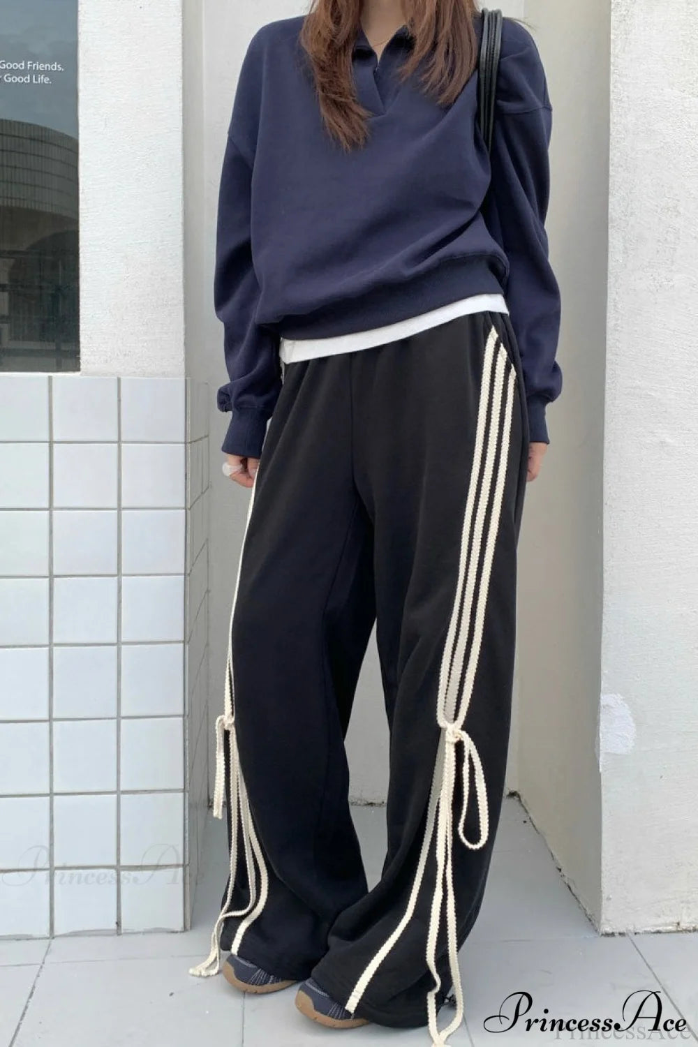 High Waist Wide Leg Asymmetrical Pocket Pants