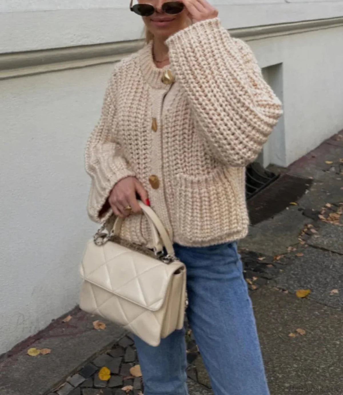 O-neck Long Sleeve Pocket Cardigan