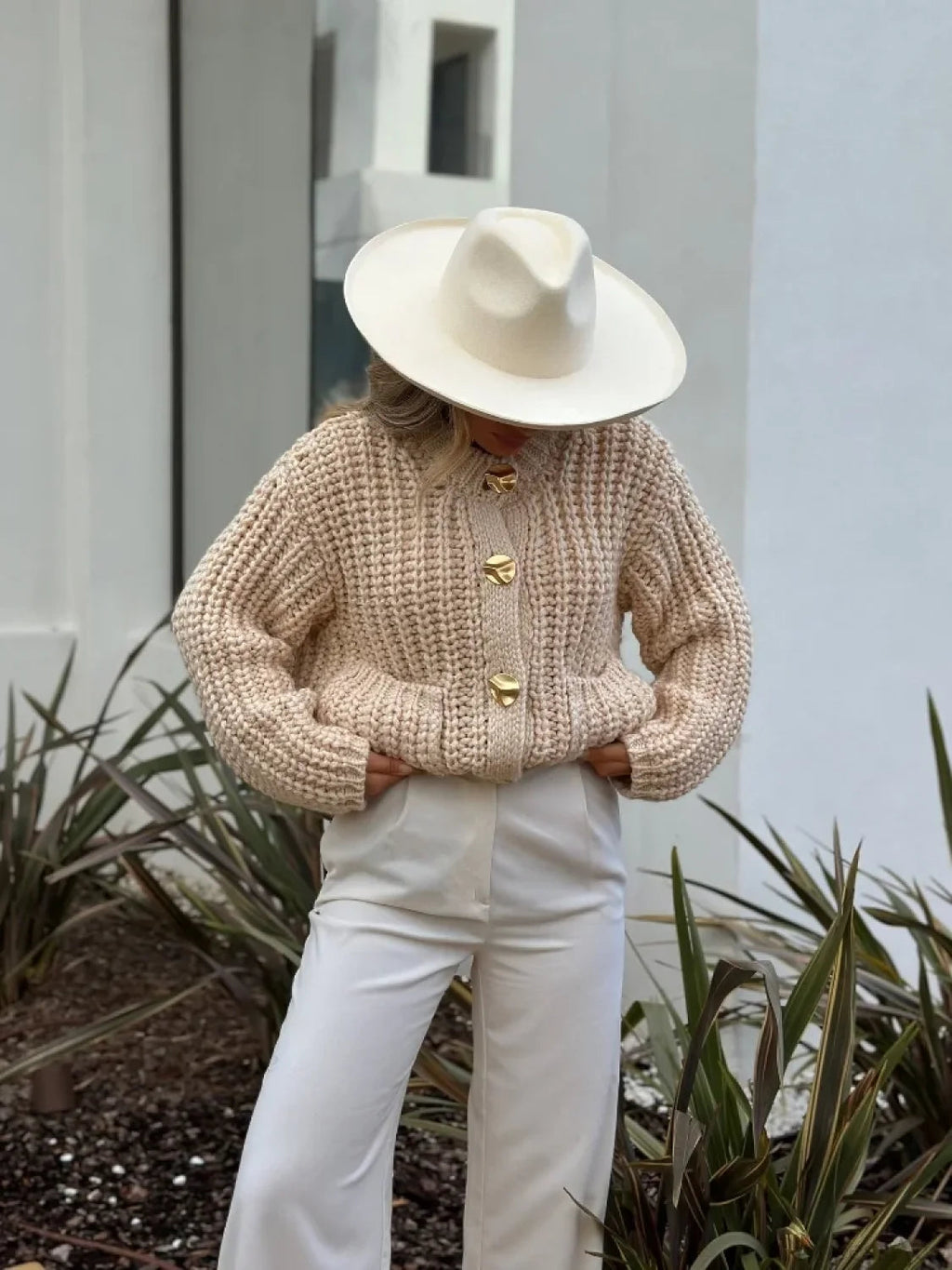O-neck Long Sleeve Pocket Cardigan