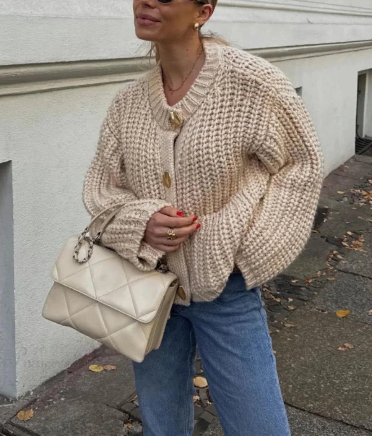 O-neck Long Sleeve Pocket Cardigan