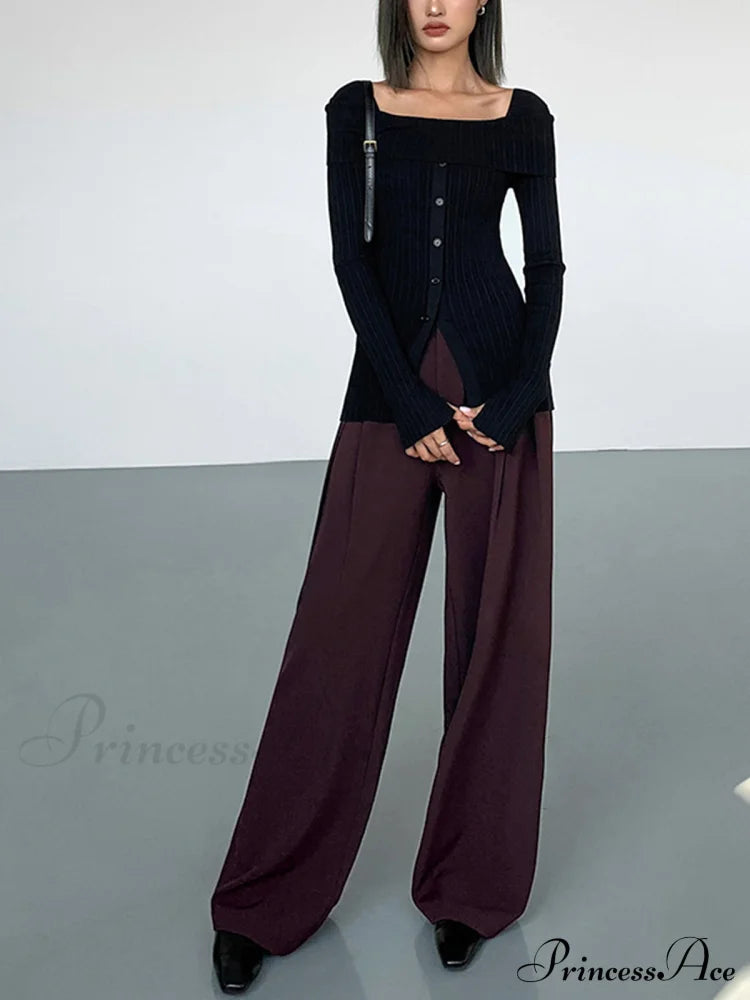 Pleated Graceful Wide Leg Pants