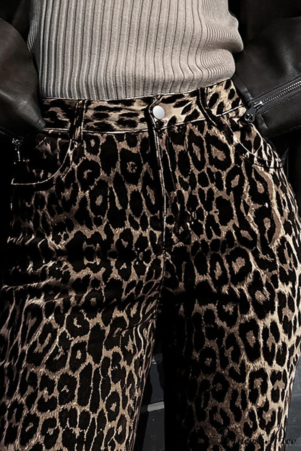 Pure Cotton Leopard Print Wide Leg Pants