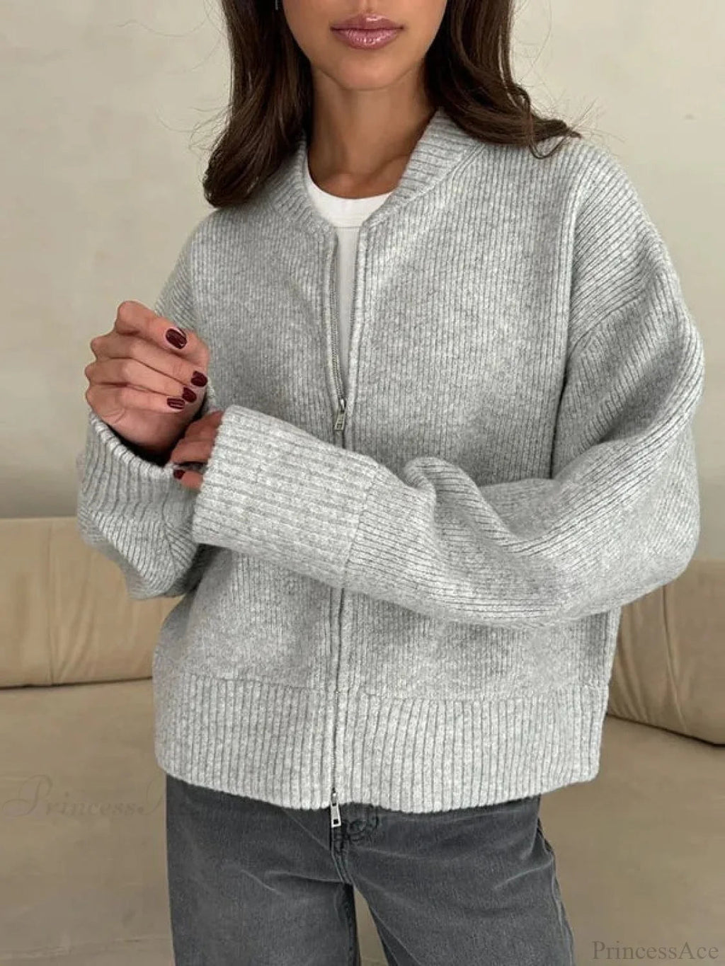 Slim Zipper Cardigan
